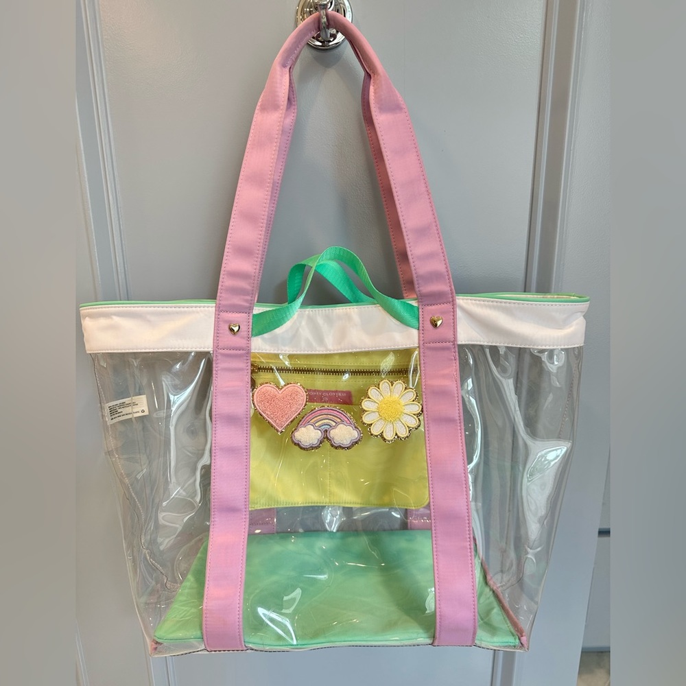 Stoney Clover Lane x Target transparent beach or pool tote bag with patches